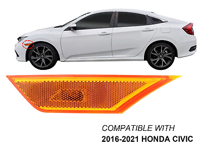 #ad For Front Side Marker Light 2016 2021 Honda Civic Sedan Coupe Driver Left Side