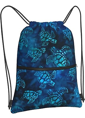 #ad Watercolor Blue Sea Turtle Drawstring Backpack Bag Sport Gym Sackpack Durable Wa