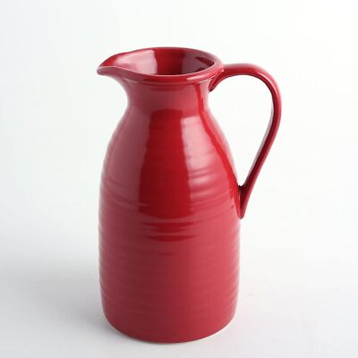 #ad Vase Flower Red Ceramic Jug Farmhouse Decorative Medium Geometric Free Stand
