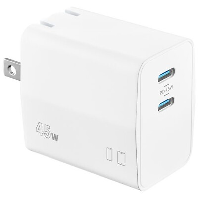 #ad Insignia 45W 2 Port USB C Wall Charger White NS MW345C2W22 C