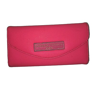 #ad Adrienne Vittadini Hot Pink Trifold Clutch Wallet Purse Designer Accessory
