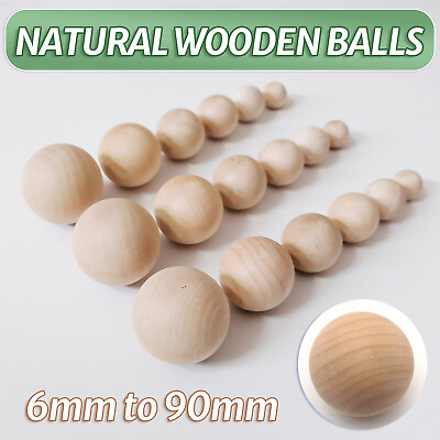 #ad Wooden Balls Natural Craft Wood Ball Solid Sphere Round Diameter 6mm to 90mm