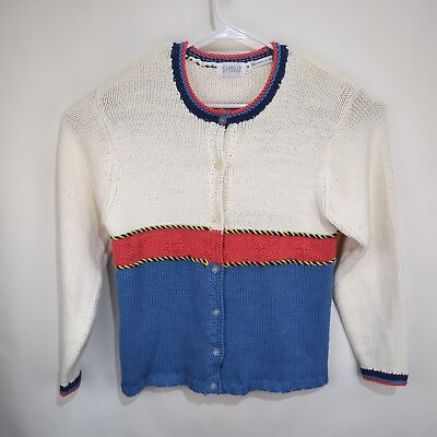 #ad Vintage Jantzen Classics Embroidered by Hand Womens Cardigan Sweater Medium USA