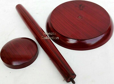 #ad Medieval Replica Armor Stand For helmet wood Stylish Round Base Stand Red Color