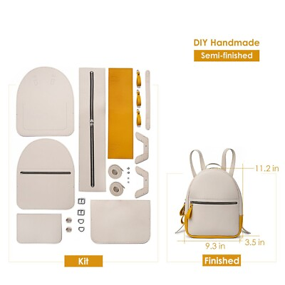 POPSEWING Contrast Color Leather Backpack for Women DIY Bag Kit Customized Gift $79.19