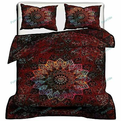 #ad Indian Quilt Floral Comforter Mandala Multicolor Doona Cover Duvet Cover Set