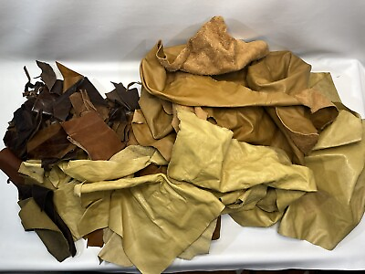 #ad 10 Lbs Bulk Scrap Leather Trimmings Cowhide Remnants Premium Leather