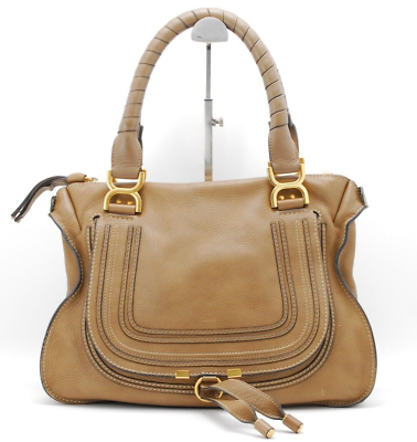 #ad Chloe Marcie Handbag Shoulder Bag Medium Leather Brown #A197