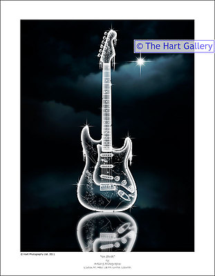 #ad Fender Stratocaster Digital Ice Electric Guitar Print Ltd Edition 250