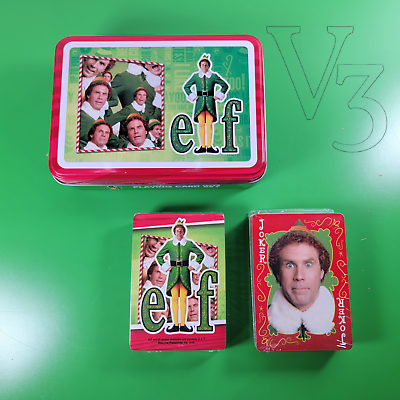 #ad ELF Special Edition 2 DECK CARD SET w Collectible Tin Will Ferrell as Elf