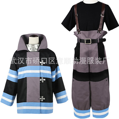 #ad Fire Force Shinra Kusakabe Cosplay Costumes Firefighting Clothing Coat Pants Set