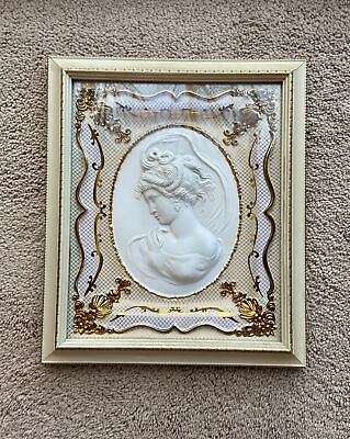 #ad Vintage Turner Wall Accessory West East Wind Lady Cameo Framed Portrait USA