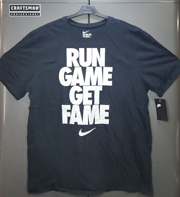 #ad Mens Extra Large Nike Cotton T Shirt Run Game Get Fame Black FREE SHIPPING
