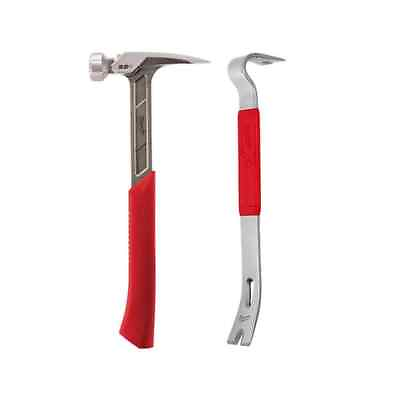#ad NEW Milwaukee 22 Oz. Milled Face Framing Hammer with 15 In. Pry Bar Grip Handle