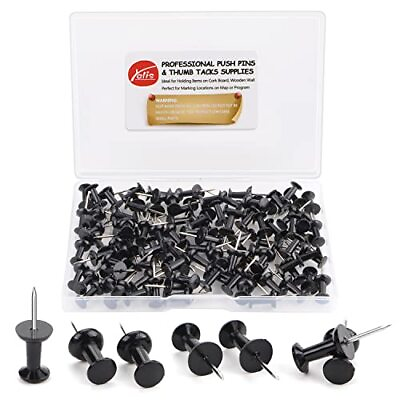 #ad Yalis Push Pins Black Thumb Tacks Standard Dark Pushpins Steel Point and Plas...
