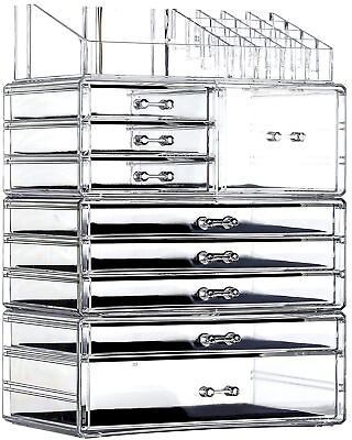 #ad Clear Makeup Organizer and Storage For VanityLarge Acrylic Cosmetics Display...