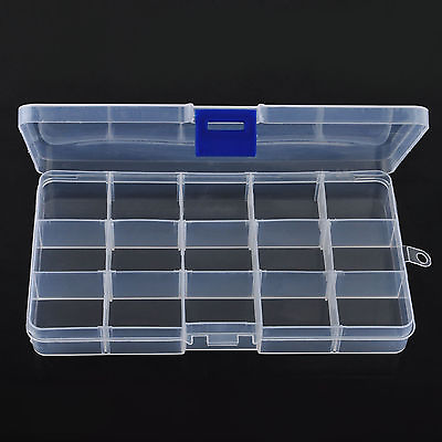 Plastic Craft Storage Box Clear Organizer 15 Compartment Craft Jewelry Bead Case $4.54