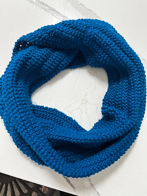 #ad Hand Knitted Women’s Infinity Loop Cowl Scarf in Blue