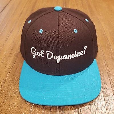 #ad Got Dopamine ? Hat Cap Snap Back Adjustable One Size Black Blue Yupoong