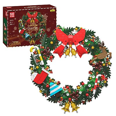 #ad Mould King 10073 Christmas Wreath Advent Building Block Toy Gift Home Door Decor