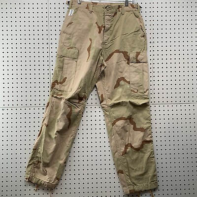 #ad Vintage Army Camo Desert Cargo Pants Mens Large Brown Combat Utility 32x31