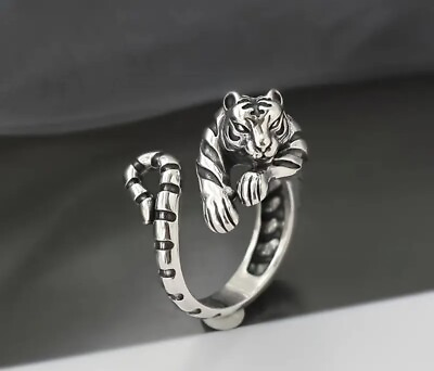 #ad Tiger Ring Adjustable Silvery