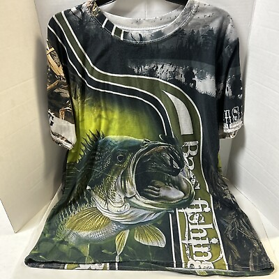 #ad 3D All Over Printed Shirt Largemouth Bass Shirt Missing Size Tag See Photos