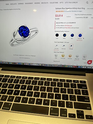 #ad Angara Infinity Knot sapphire ring size 5