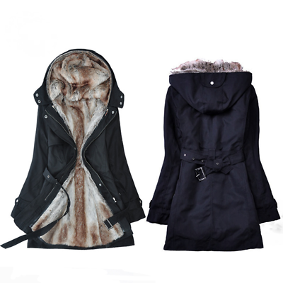 #ad Womens Winter Thicken Jacket Fur Lining Warm Parka Coat Outwear Hooded Overcoats