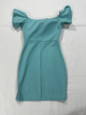 #ad Blue Blush Blue Soft Dress Bow Tie Back Short Sleeve Adult Blue Women#x27;s Size S