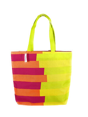 #ad Clinique Donald X Women’s Striped Green Pink Yellow Orange Tote Strap Travel Bag