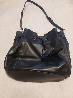 #ad Nine West Black 2 compartment Double Strap Shoulder Bag adjustable strap
