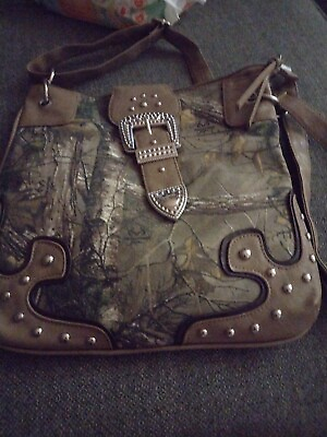 #ad Real Tree Camo Cross Body Bag Trend Camo Brown With Silver Accents