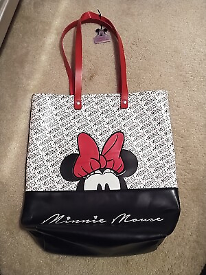 #ad Hallmark Disney Minnie Mouse Tote Bag Embroidered Vegan Leather