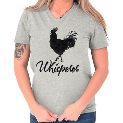#ad Rooster Whisperer Funny Profanity Insulting Women V Neck Short Sleeve T Shirts