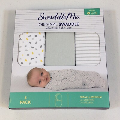 #ad SwaddleMe 59820 Multicolor Original Swaddle Adjustable Baby Wrap Size S M 3Pack