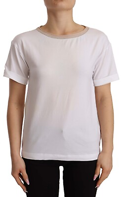 #ad PESERICO T shirt Cotton Stretch White Short Sleeves Women Tee IT38 US4 XS $300