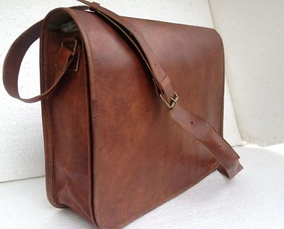 #ad 18quot; Leather messenger bag laptop bag computer case shoulder bag for men amp; boys