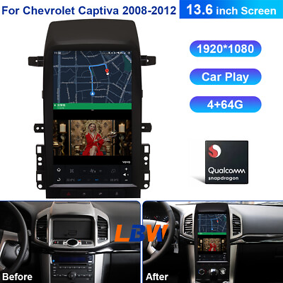 #ad 13.6#x27;#x27; Car GPS Head Screen Stereo Carplay 4G64G For Chevrolet Captiva 2008 2012