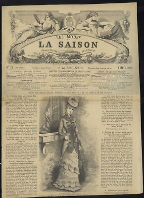 #ad VICTORIAN WOMEN#x27;S FASHION PAPER . LES MODES LAS SAISON FOR 22 JUNE 1878
