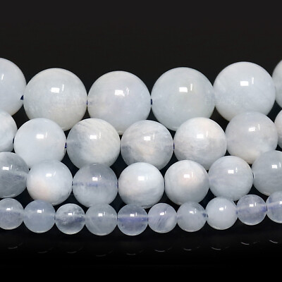 #ad Aquamarine Beads Grade AAA Gemstone Round Loose 4mm 6mm 8mm 10mm 15quot; Strand