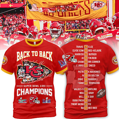 #ad Kansas City Chiefs Signature Back To Back Super Bowl LVIII Champions 3D T Shirt