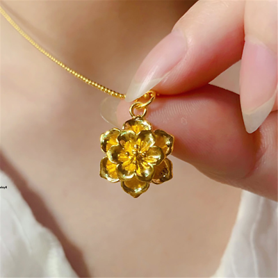 #ad 1pcs Pure 999 24K Yellow Gold Women Lucky Rich Flower Pendant 0.5 0.7g
