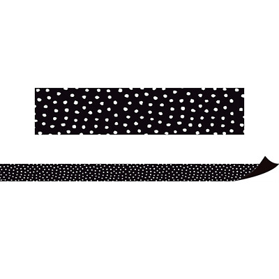 #ad Teacher Created Resources Black with White Painted Dots Magnetic Border 24 Feet