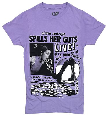 #ad Olivia Rodrigo Women#x27;s Pop Guts Collage Tee T Shirt in Violet