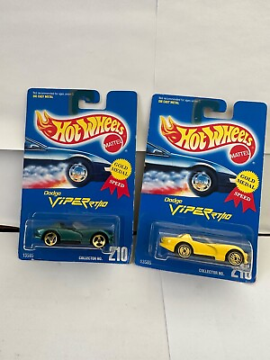#ad Hot Wheels Lot 2x Dodge Viper RT 10 #210 Green amp; Yellow Gold Medal Speed K89