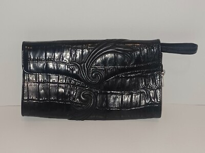 #ad Brighton Siren Textured Purse Handbag No Shoulder Strap Leather Clutch Wristlet