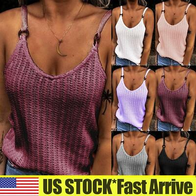 #ad Women Plain Tank Tops Summer Vest Ladies Sleeveless Casual Camisole T Shirt 6 14