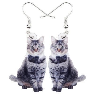 #ad Acrylic Bowknot American Shorthair Cat Dangle Earrings Gift Pets Charms Jewelry