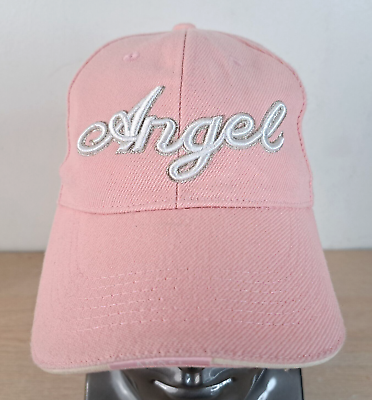 #ad ANGEL SCRIPT WOMENS ADJUSTABLE STRAPBACK BASEBALL HAT CAP PINK OUTDOOR SPORTS